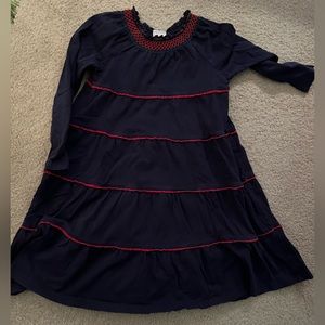 Navy Blue Dress with Red Piping - Hanna Andersson - Size 6-7